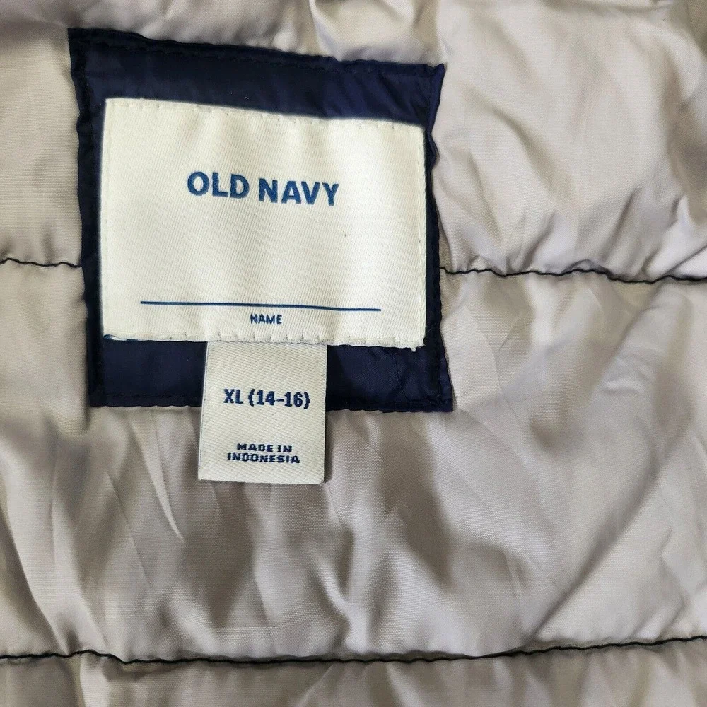 Old Navy Puffer‎ Jacket Coat Black PACKABLE Size XL 16-18 UNISEX KIDS